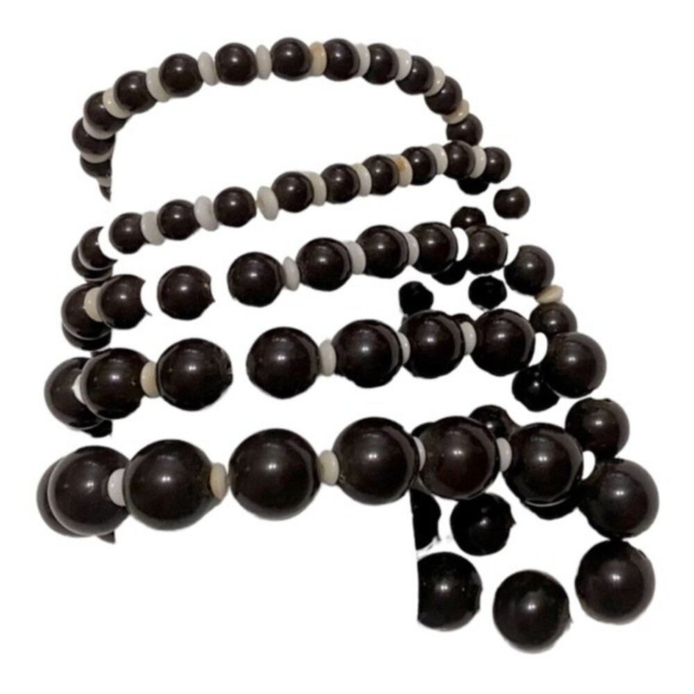 Brown/White Elastic Bead Bracelet (Set of 5)
